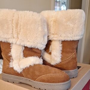 Style & Co. Tan Suede Boots with Cream Fur